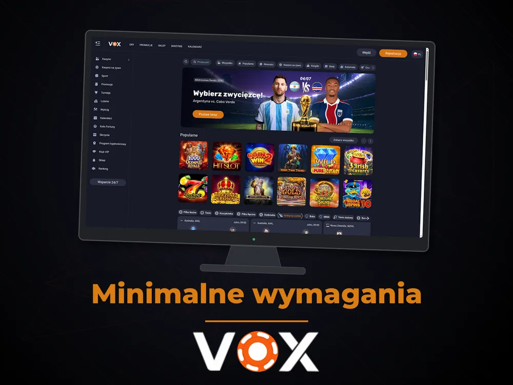 vox casino - Minimalne wymagania