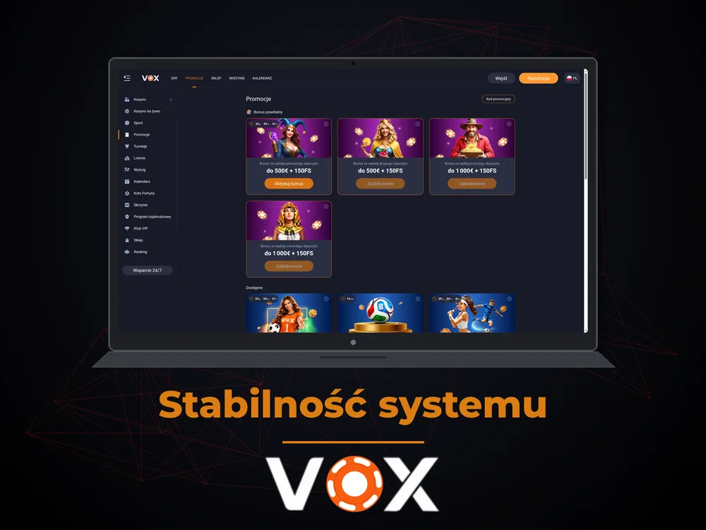 vox casino - Stabilność systemu
