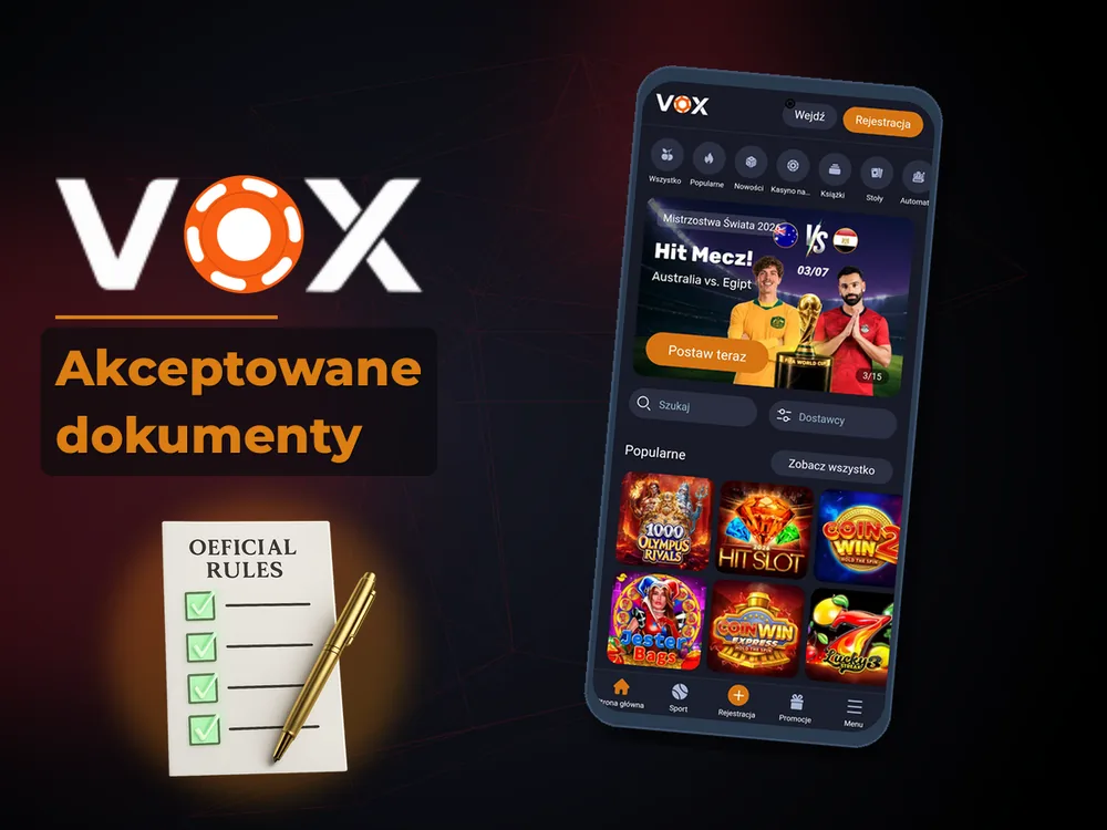 vox casino - Akceptowane dokumenty