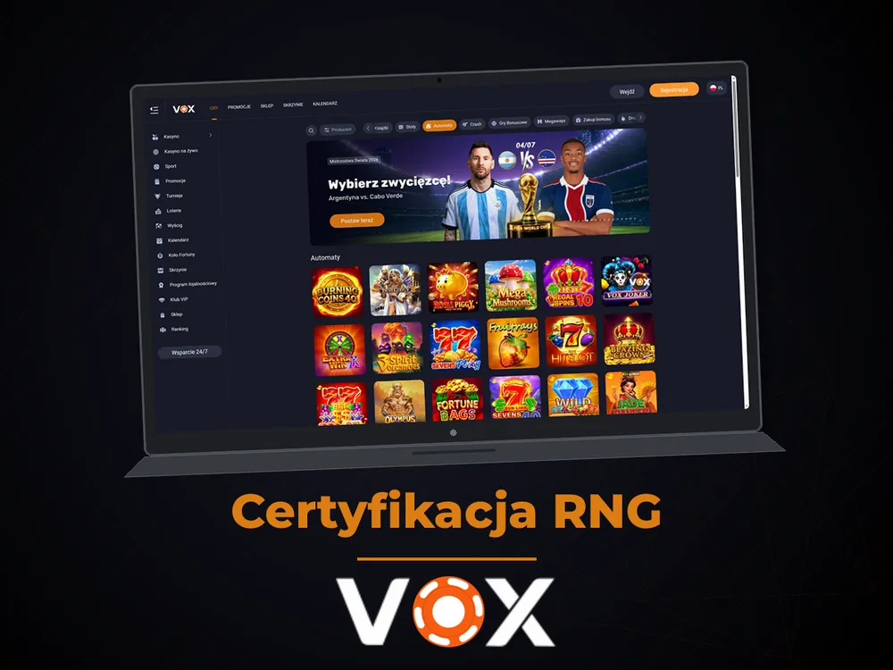 vox casino - Certyfikacja RNG