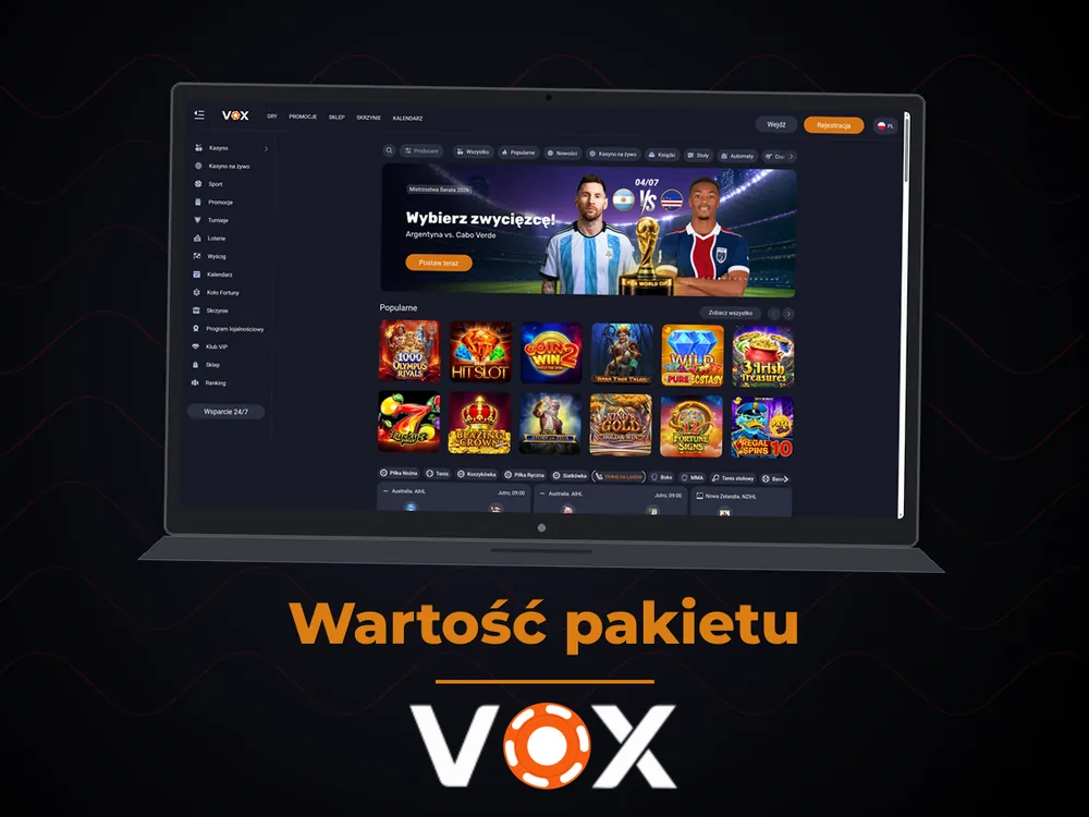 vox casino - Wartość pakietu
